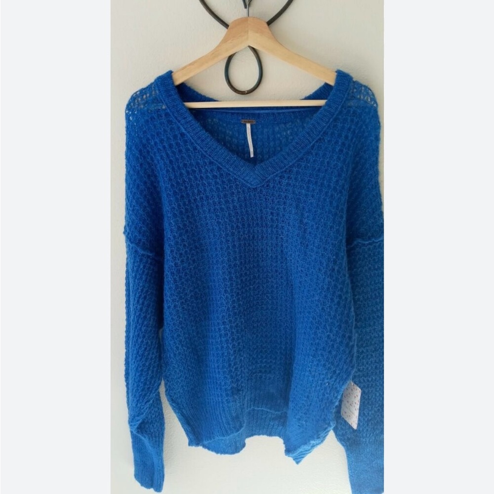 Blue V-Neck Women's Sweater